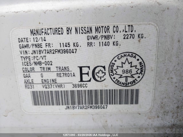 JN1BV7AR2FM396047 Infiniti Q50 SPORT