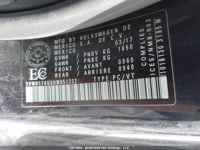 3VW817AUXHM051232 Volkswagen Golf 1.8 Tsi Trendline