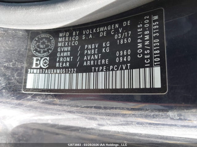 3VW817AUXHM051232 Volkswagen Golf 1.8 Tsi Trendline