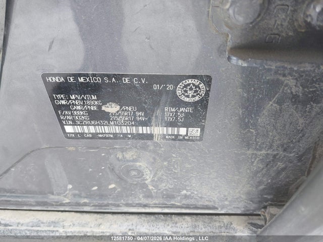 3CZRU6H32LM103204 Honda HR-V LX