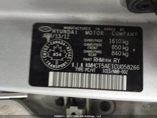 Продажа на аукционе авто 2012 Hyundai Accent Gl, vin: KMHCT5AE1CU058266, номер лота: 12568211