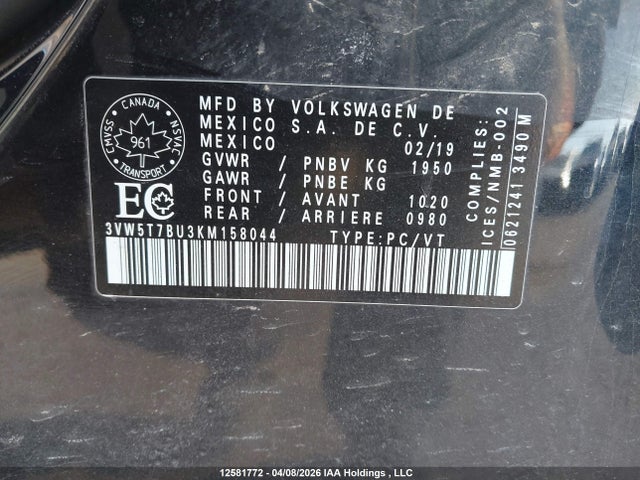3VW5T7BU3KM158044 Volkswagen JETTA GLI