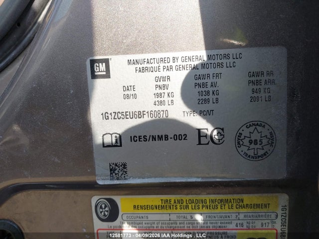 Aukcja sprzedaży 2011 Chevrolet Malibu, vin: 1G1ZC5EU6BF160870, numer aukcji: 12581773