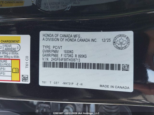 2HGFE4F88TH006713 Honda Civic Sport Hybrid/sport Touring Hybrid
