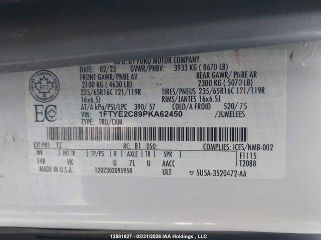 1FTYE2C89PKA62450 Ford Transit T-150