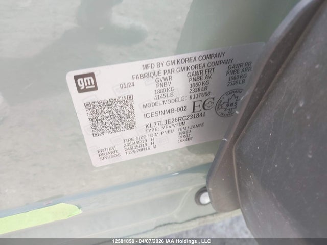 KL77LJE26RC231841 Chevrolet Trax