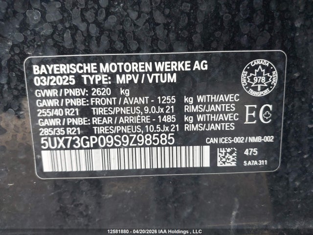 5UX73GP09S9Z98585 BMW X3 M50 Xdrive