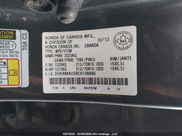 Продажа на аукционе авто 2014 Honda Cr-v Lx, vin: 2HKRM4H34EH108486, номер лота: 12573835