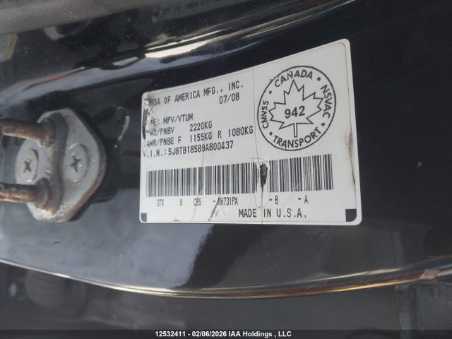 Продажа на аукционе авто 2009 Acura Rdx, vin: 5J8TB18589A800437, номер лота: 12532411
