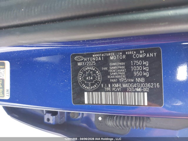 KMHLM4DG4SU036216 Hyundai Elantra Sel Sport