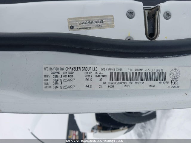 12577272 :رقم المزاد ، 1C4NJDAB2ED820400 vin ، 2014 Jeep Compass Sport/north مزاد بيع