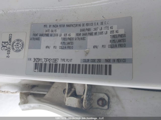 Aukcja sprzedaży 2015 Mazda Mazda3 Gs, vin: 3MZBM1L70FM210967, numer aukcji: 12577070