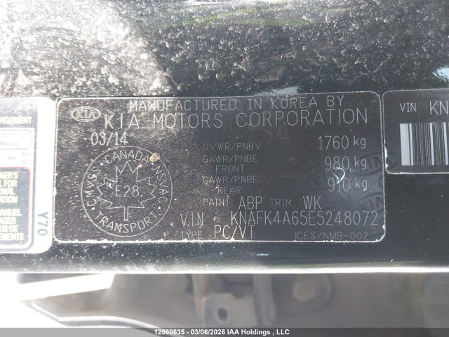 2014 Kia Forte 1.8l Lx/1.8l Lx+/1.8l Se მანქანა იყიდება აუქციონზე, vin: KNAFK4A65E5248072, აუქციონის ნომერი: 12560635
