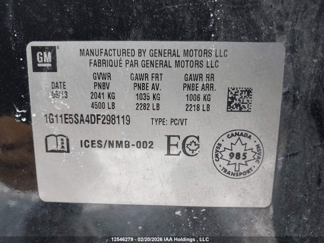 Продаж на аукціоні авто 2013 Chevrolet Malibu 2lt, vin: 1G11E5SA4DF298119, номер лоту: 12546279