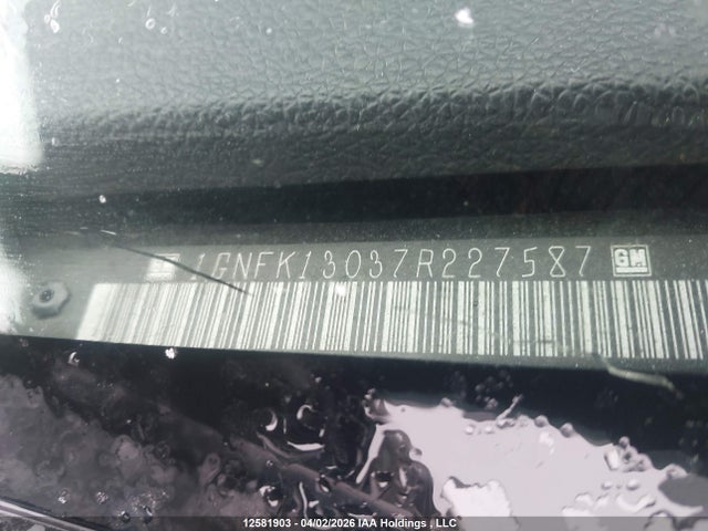 12581903 :رقم المزاد ، 1GNFK13037R227587 vin ، 2007 Chevrolet Tahoe Ls/lt/ltz مزاد بيع