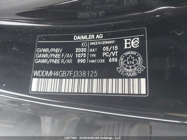 WDDMH4GB7FJ338125 Mercedes-Benz B 250 4matic Sports Tourer