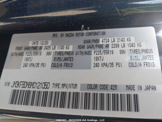 JM3KFBDM8M0121050 Mazda Cx-5 Grand Touring