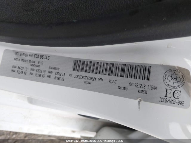 12581942 :رقم المزاد ، 1C3CCCAG7FN736824 vin ، 2015 Chrysler 200 Limited مزاد بيع