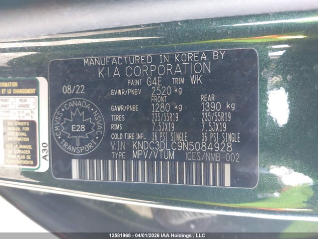 KNDC3DLC9N5084928 KIA Ev6 Long Range/long Range W/gt-line Pkg 1