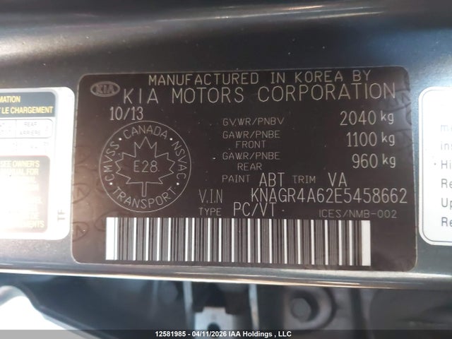 12581985 :رقم المزاد ، KNAGR4A62E5458662 vin ، 2014 Kia Optima Sx Turbo مزاد بيع
