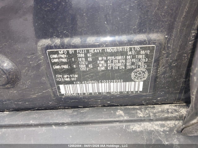 Продажа на аукционе авто 2013 Subaru Outback 2.5i Limited Package, vin: 4S4BRGLC1D3229350, номер лота: 12582004