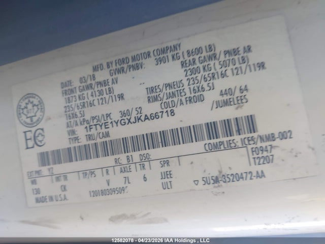 1FTYE1YGXJKA66718 Ford Transit-150