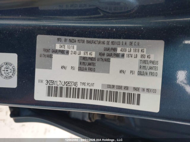 3MZBN1L7XJM263746 Mazda 3 TOURING