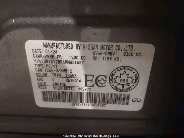 2024 Infiniti Q50 მანქანა იყიდება აუქციონზე, vin: JN1EV7BR4RM631497, აუქციონის ნომერი: 12582083