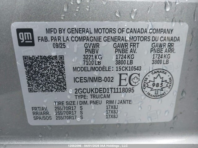 12582096 :رقم المزاد ، 2GCUKDED1T1118095 vin ، 2026 Chevrolet Silverado K1500 Lt مزاد بيع