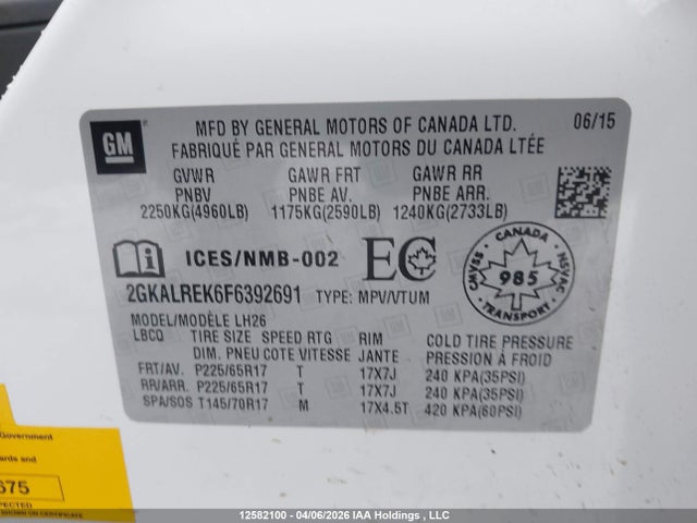 2GKALREK6F6392691 GMC Terrain Sle-2
