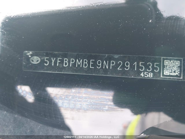 Aukcja sprzedaży 2022 Toyota Corolla Le/xle, vin: 5YFBPMBE9NP291535, numer aukcji: 12582111