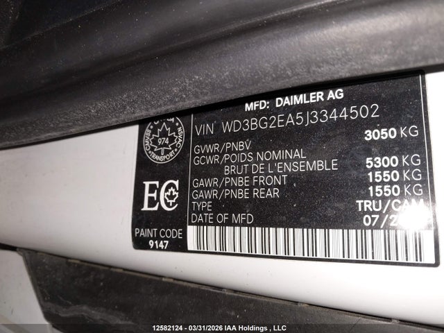 WD3BG2EA5J3344502 Mercedes-Benz Metris
