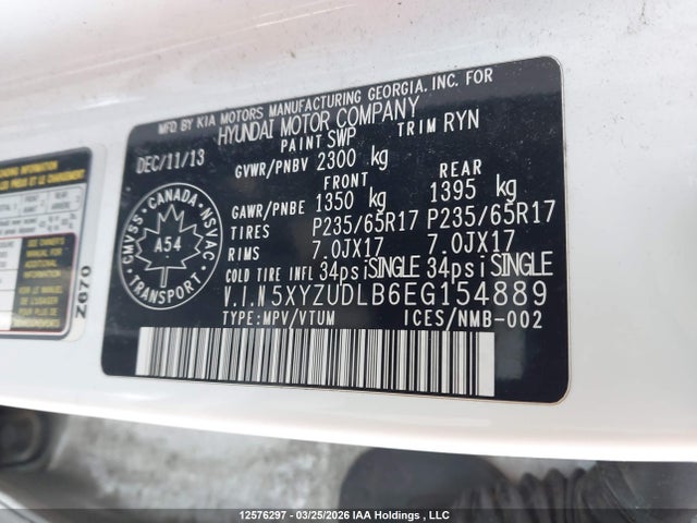 5XYZUDLB6EG154889 Hyundai Santa Fe Sport 2.4 Luxury