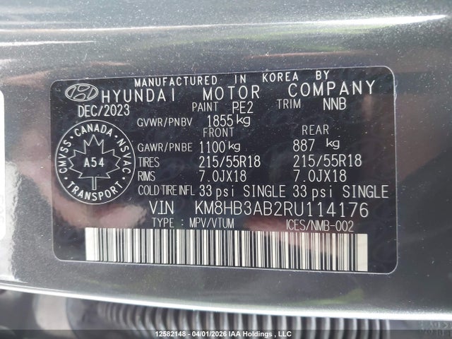 KM8HB3AB2RU114176 Hyundai Kona Sel