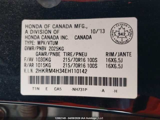 2HKRM4H34EH110142 Honda CR-V LX
