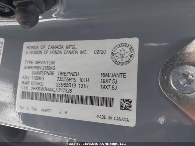 2HKRW2H4XLH217328 Honda Cr-v Sport