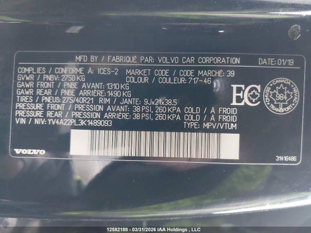 YV4A22PL3K1489093 Volvo Xc90 T6 Inscription