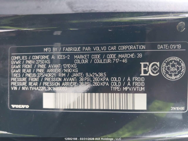 YV4A22PL3K1489093 Volvo Xc90 T6 Inscription