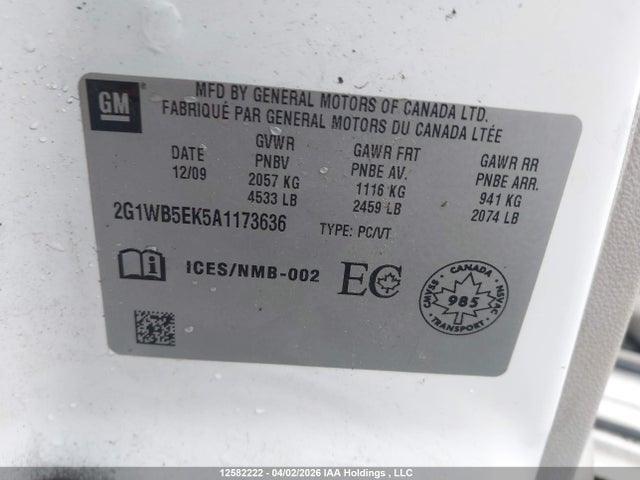 Aukcja sprzedaży 2010 Chevrolet Impala Lt, vin: 2G1WB5EK5A1173636, numer aukcji: 12582222