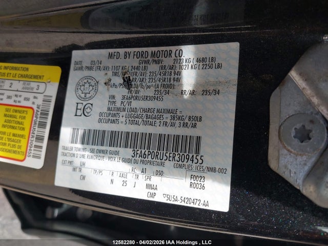 Aukcja sprzedaży 2014 Ford Fusion Hybrid Hybrid, vin: 3FA6P0RU5ER309455, numer aukcji: 12582280
