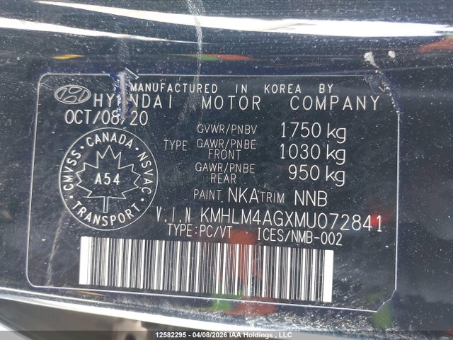12582295 :رقم المزاد ، KMHLM4AGXMU072841 vin ، 2021 Hyundai Elantra Preferred Ivt مزاد بيع