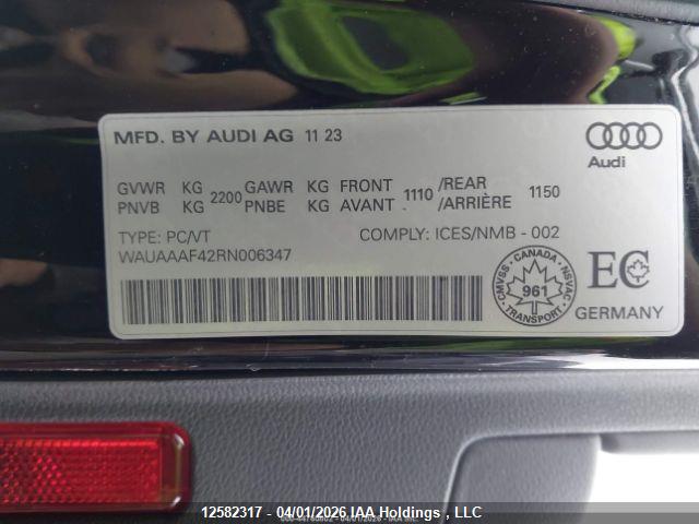 Aukcja sprzedaży 2024 Audi A4 45 Komfort, vin: WAUAAAF42RN006347, numer aukcji: 12582317
