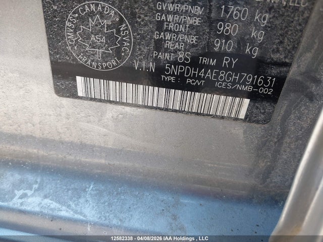 Aukcja sprzedaży 2016 Hyundai Elantra Gl, vin: 5NPDH4AE8GH791631, numer aukcji: 12582338