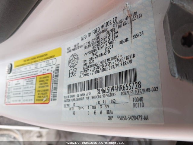 3LN6L5D94HR655728 Lincoln MKZ SELECT