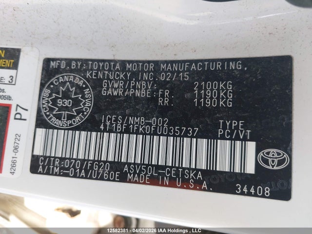 4T1BF1FK0FU035737 Toyota CAMRY SE