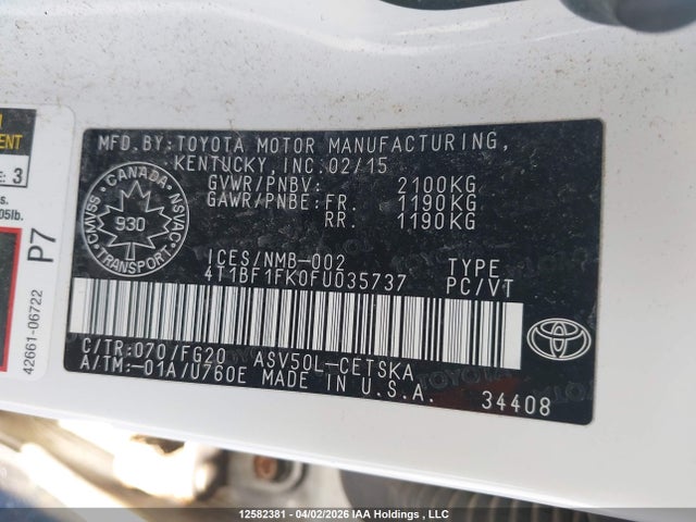 4T1BF1FK0FU035737 Toyota CAMRY SE