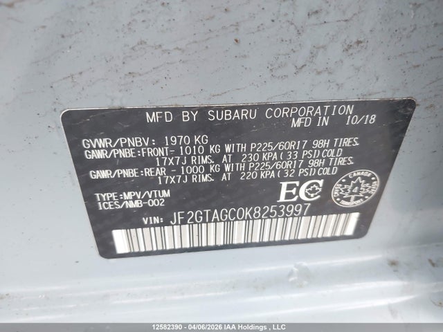 JF2GTAGC0K8253997 Subaru Crosstrek Sport