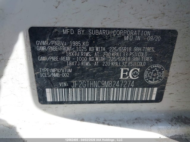 Aukcja sprzedaży 2021 Subaru Crosstrek Limited, vin: JF2GTHNC9M8247274, numer aukcji: 12582405