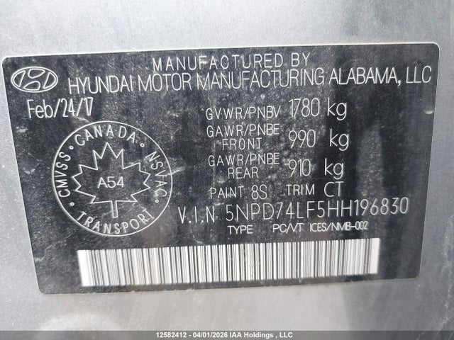 Aukcja sprzedaży 2017 Hyundai Elantra Se, vin: 5NPD74LF5HH196830, numer aukcji: 12582412