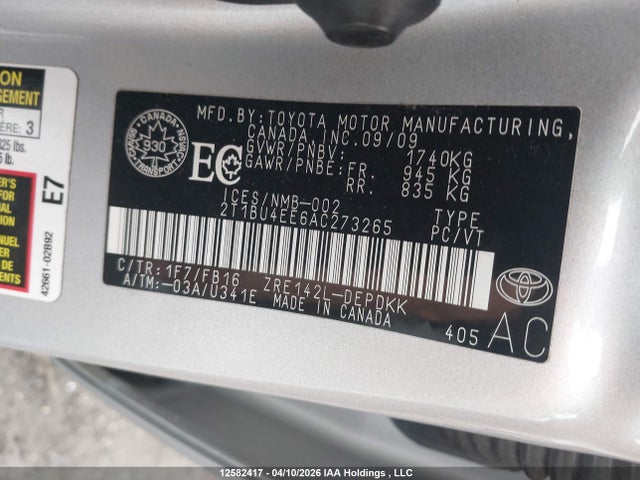 2010 Toyota Corolla S/le/xle მანქანა იყიდება აუქციონზე, vin: 2T1BU4EE6AC273265, აუქციონის ნომერი: 12582417